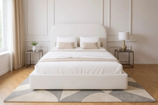 Lit Coffre LINA Laine Bouclée Beige 120 x 190 cm MAISON DES MEUBLES