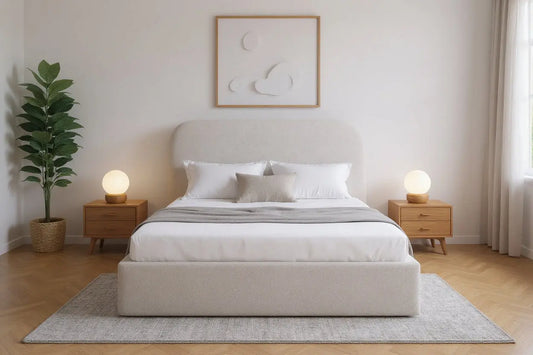 Lit Coffre LINA Laine Bouclée Beige 140 x 190 cm SAN MARTINO