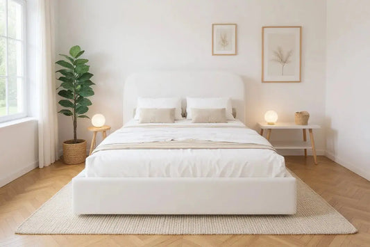 Lit Coffre LINA Laine Bouclée Beige 160 x 200 cm MAISON DES MEUBLES