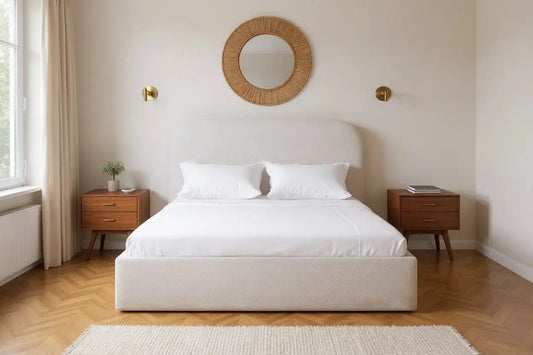 Lit Coffre LINA Laine Bouclée Beige 180 x 200 cm MAISON DES MEUBLES