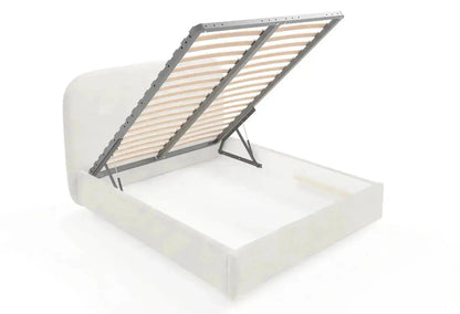 Lit Coffre LINA Laine Bouclée Beige 160 x 200 cm MAISON DES MEUBLES