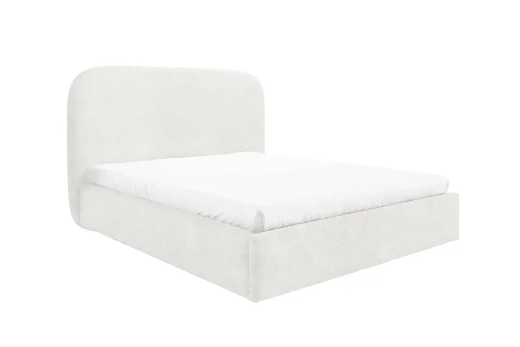 Lit Coffre LINA Laine Bouclée Beige 160 x 200 cm MAISON DES MEUBLES