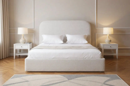 Lit Coffre LINA Laine Bouclée Beige 200 x 200 cm MAISON DES MEUBLES