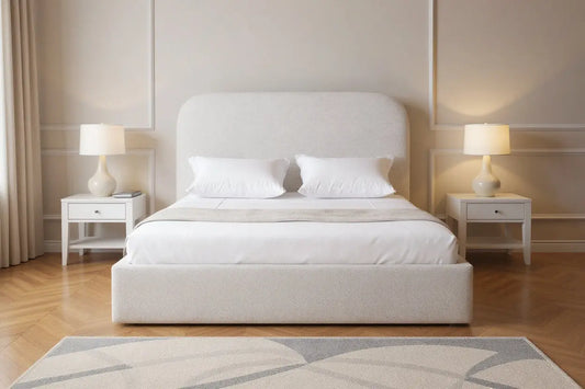 Lit Coffre LINA Laine Bouclée Beige 200 x 200 cm MAISON DES MEUBLES