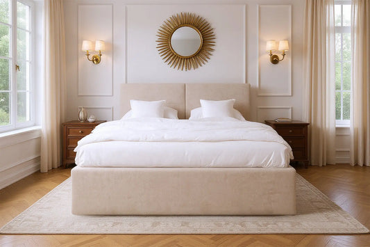Lit Coffre MAGNUM Tissu Beige 140 x 190 cm MAISON DES MEUBLES