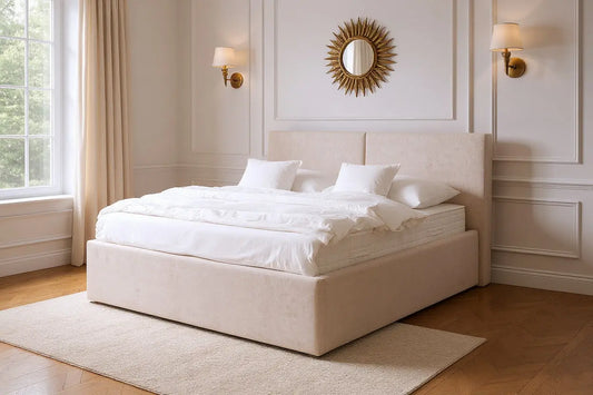 Lit Coffre MAGNUM Tissu Beige 140 x 190 cm MAISON DES MEUBLES