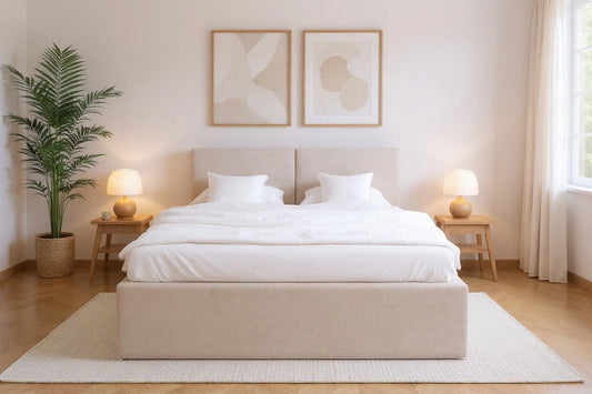 Lit Coffre MAGNUM Tissu Beige 180 x 200 cm MAISON DES MEUBLES