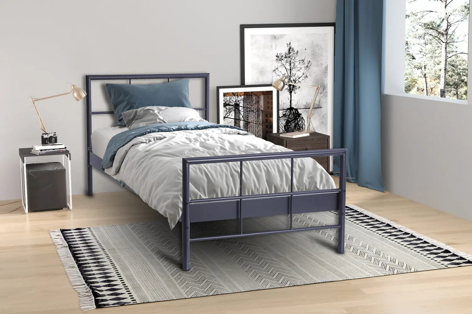 Lit DAVI 90x200 Métal Gris foncé ROUSSEAU