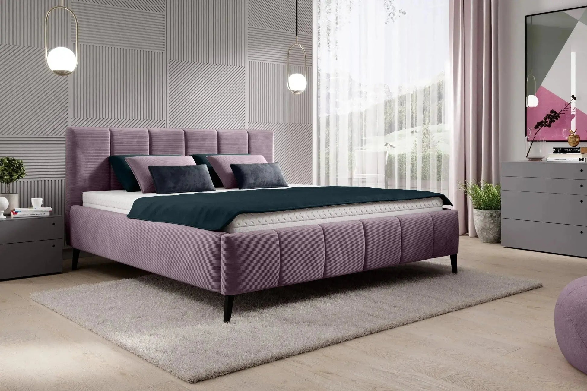 Lit avec Tête de Lit RIVA - 140 x 200 cm WERSAL