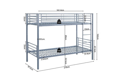 Lit superposé SAMYA 90x200 Divisible Métal Gris ROUSSEAU