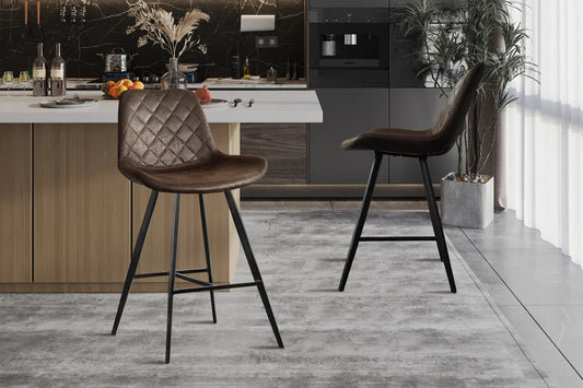 Lot de Chaises de Bar ALYCANTE en PU Brun Foncé - 49 x 56 cm ROUSSEAU