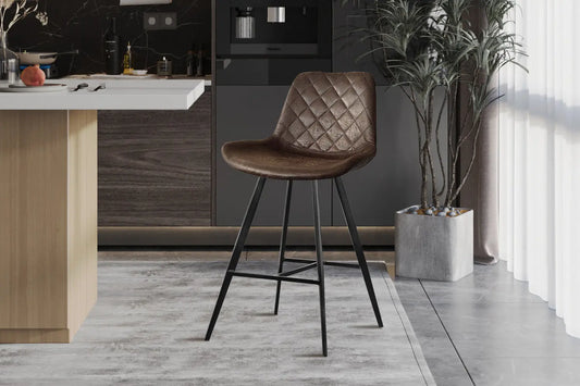 Lot de Chaises de Bar ALYCANTE en PU Brun Foncé - 49 x 56 cm ROUSSEAU