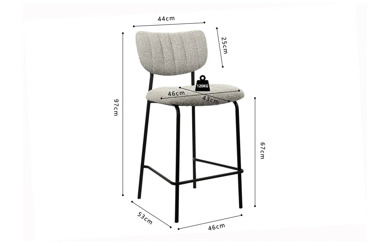 Lot de Chaises de Bar ANITA en PU Brun Foncé - 46 x 53 cm ROUSSEAU