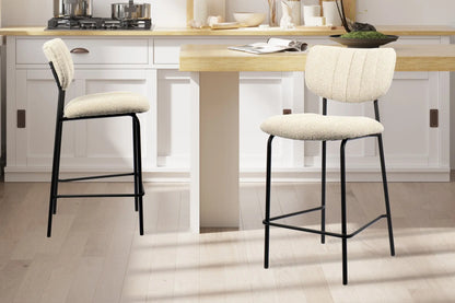 Lot de Chaises de Bar ANITA en Tissu Beige - 46 x 53 cm ROUSSEAU