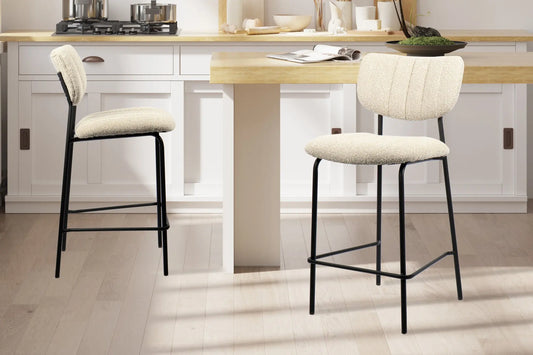 Lot de Chaises de Bar ANITA en Tissu Beige - 46 x 53 cm ROUSSEAU