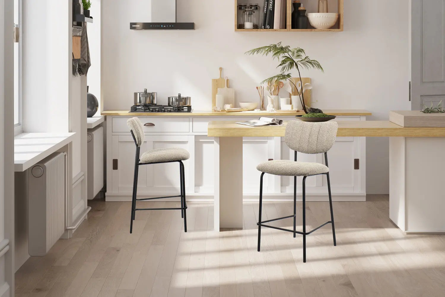 Lot de Chaises de Bar ANITA en Tissu Brun - 46 x 53 cm ROUSSEAU