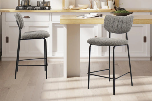 Lot de Chaises de Bar ANITA en Tissu Gris Foncé - 46 x 53 cm ROUSSEAU