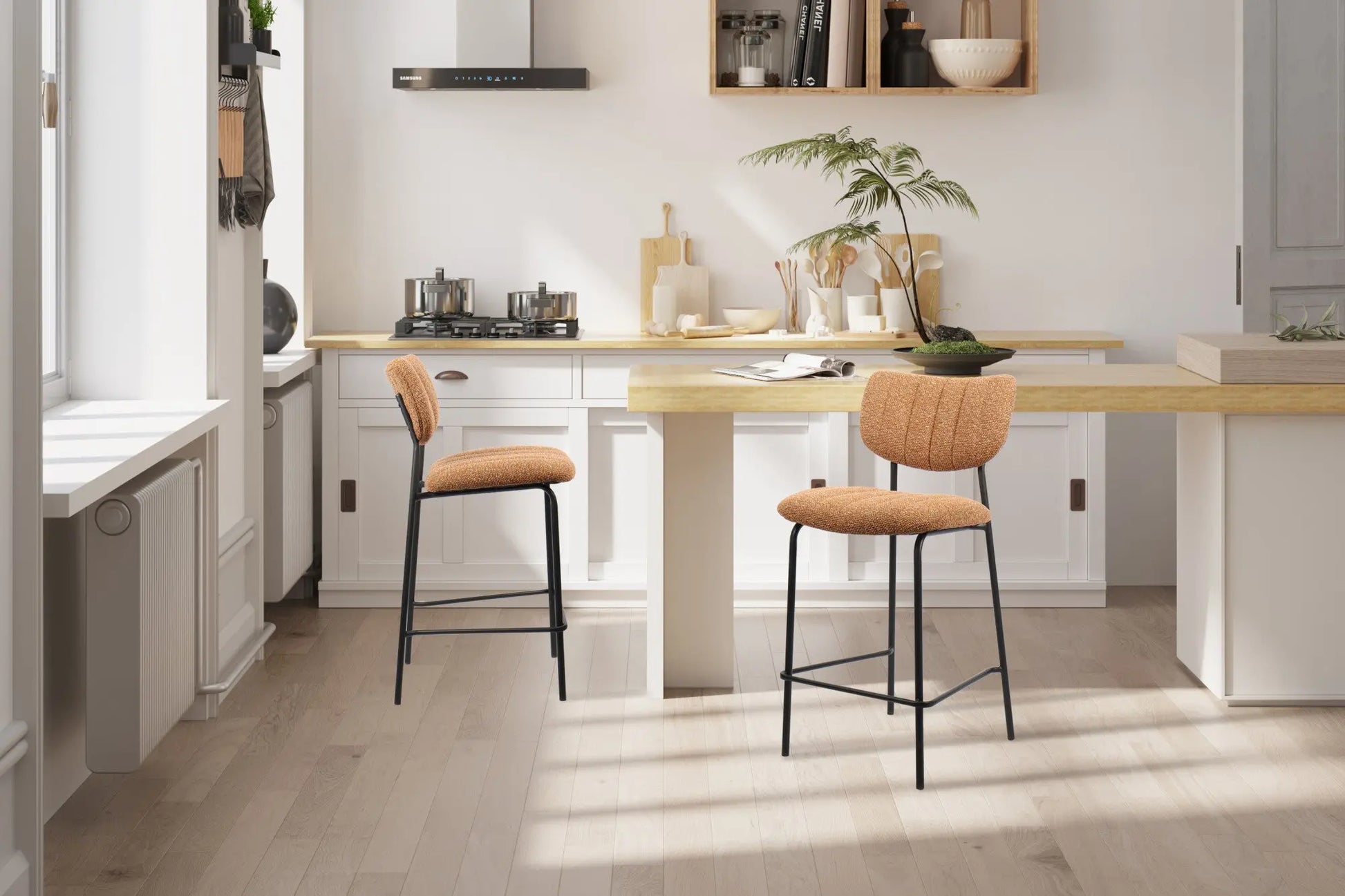 Lot de Chaises de Bar ANITA en Tissu Orange - 46 x 53 cm ROUSSEAU