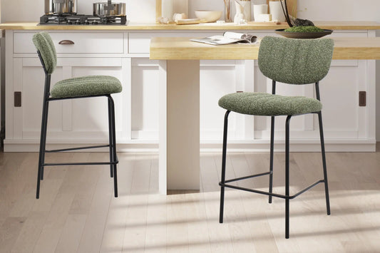Lot de Chaises de Bar ANITA en Tissu Vert - 46 x 53 cm ROUSSEAU