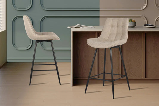 Lot de Chaises de Bar ARIANE en Tissu Beige - 46 x 55 cm ROUSSEAU