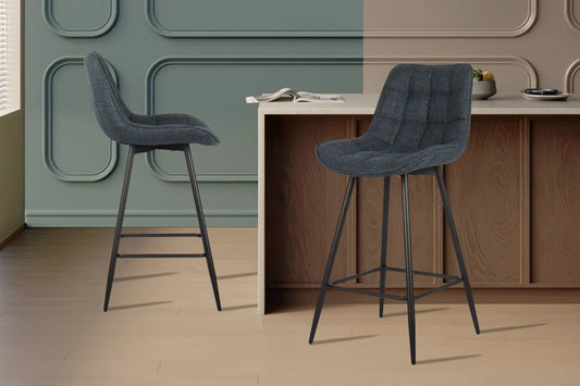 Lot de Chaises de Bar ARIANE en Tissu Bleu Foncé - 46 x 55 cm ROUSSEAU