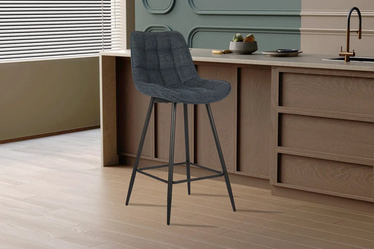 Lot de Chaises de Bar ARIANE en Tissu Bleu Foncé - 46 x 55 cm ROUSSEAU