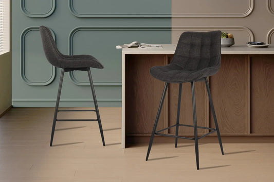 Lot de Chaises de Bar ARIANE en Tissu Gris Foncé - 46 x 55 cm ROUSSEAU