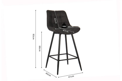 Lot de Chaises de Bar ARIANE en Tissu Gris Foncé - 46 x 55 cm ROUSSEAU