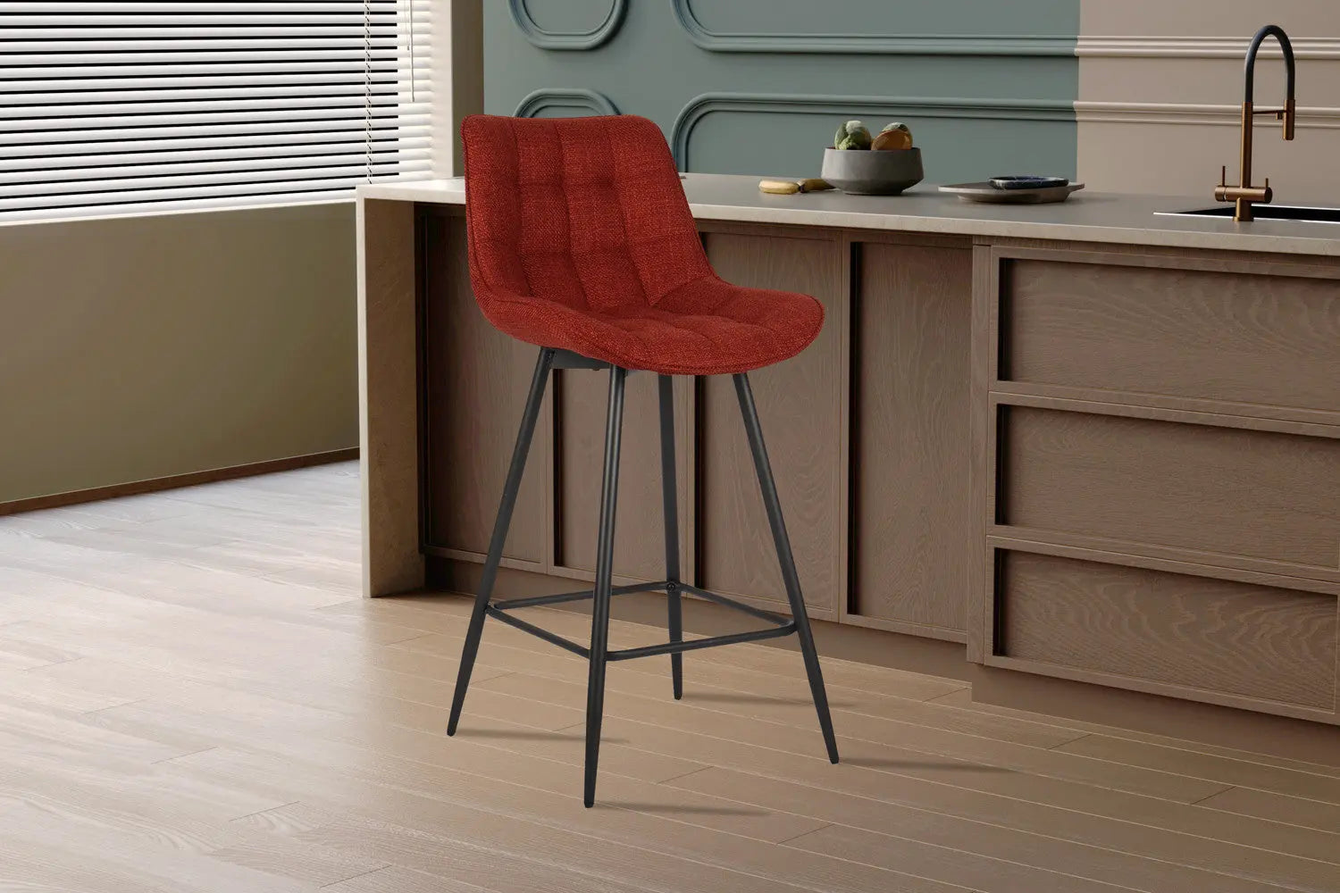 Lot de Chaises de Bar ARIANE en Tissu Rouge - 46 x 55 cm ROUSSEAU
