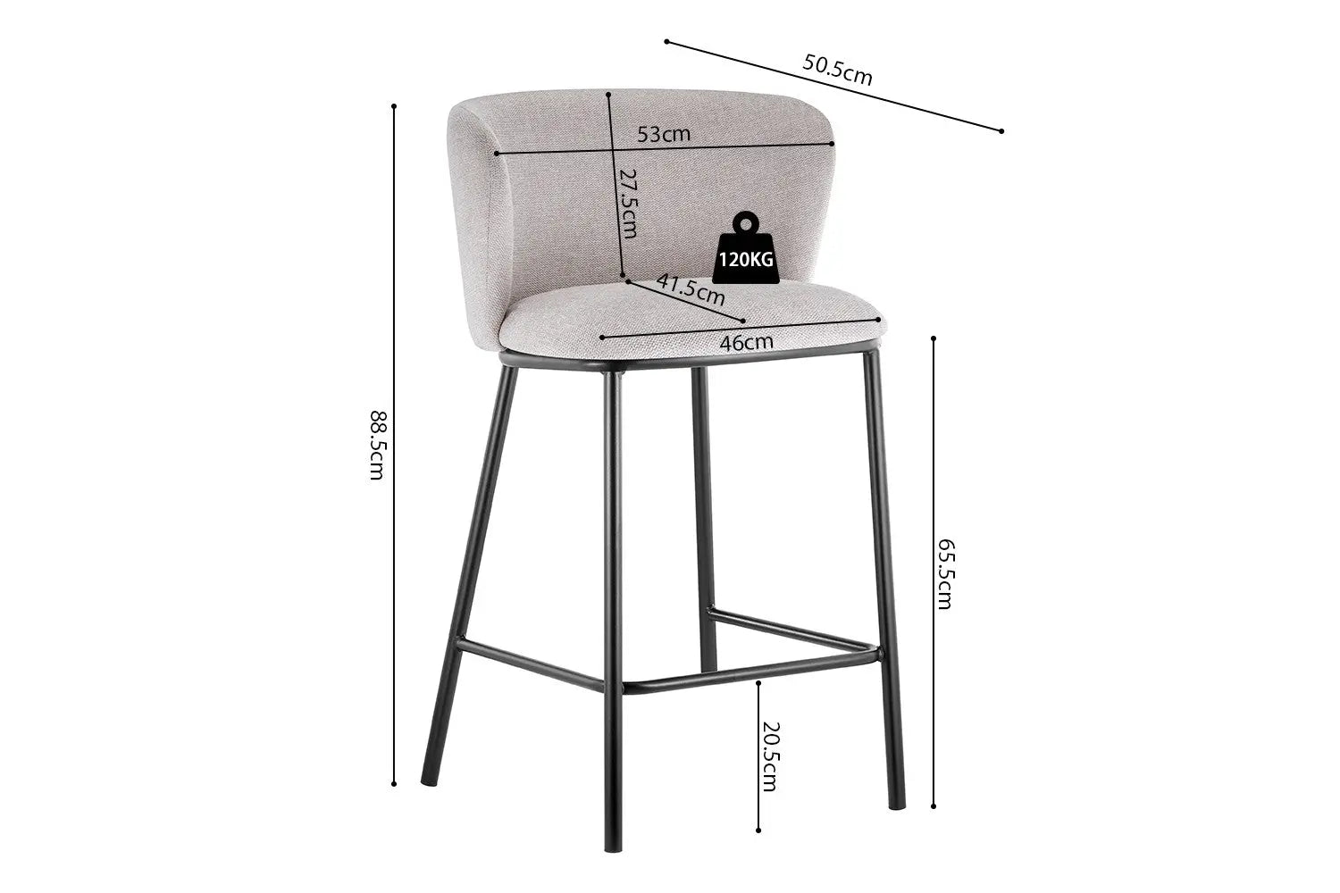 Lot de Chaises de Bar ARTHURO en Tissu Beige - 53 x 50.5 cm ROUSSEAU
