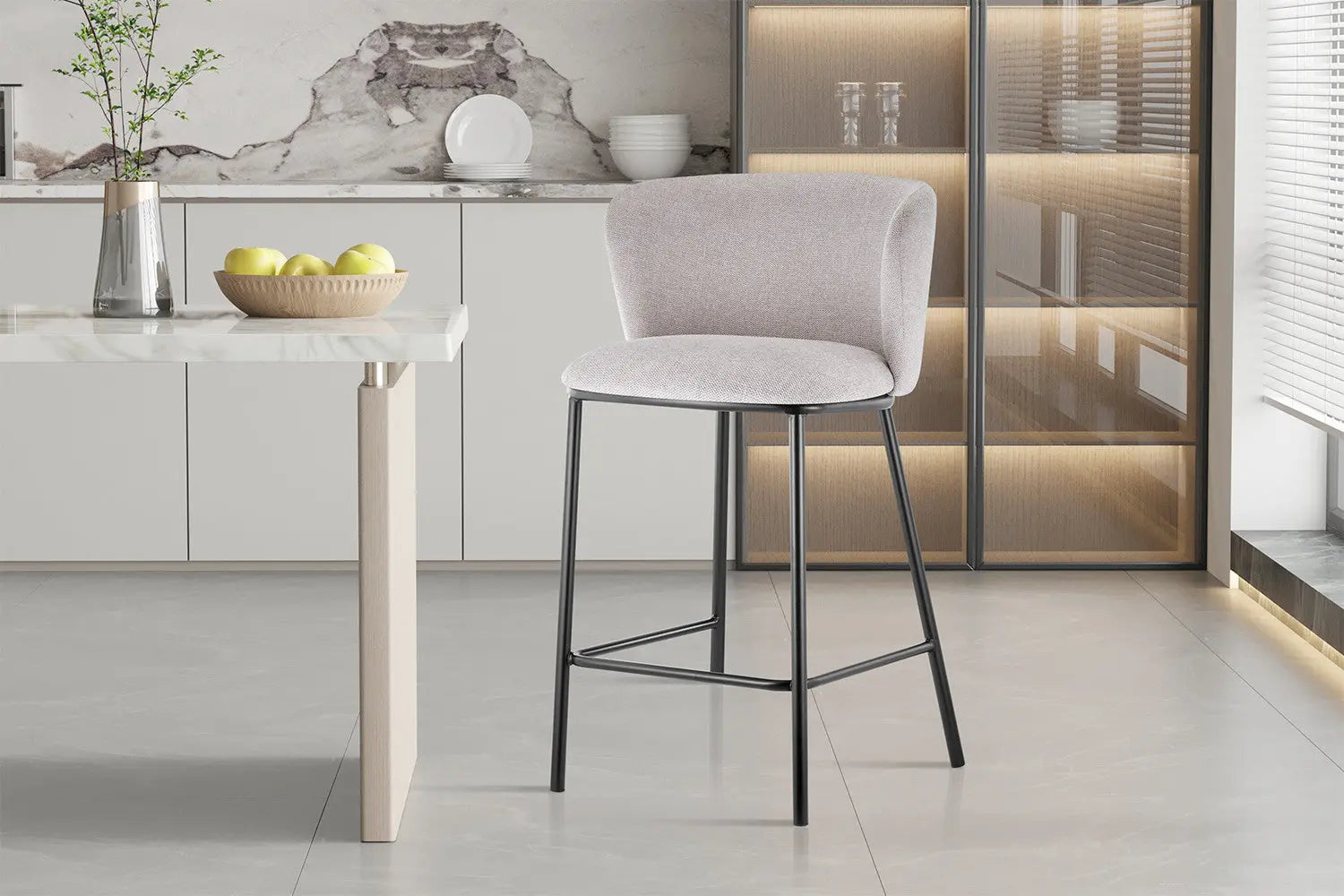 Lot de Chaises de Bar ARTHURO en Tissu Beige - 53 x 50.5 cm ROUSSEAU
