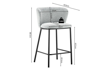 Lot de Chaises de Bar ARTHURO en Tissu Gris Clair - 53 x 50.5 cm ROUSSEAU