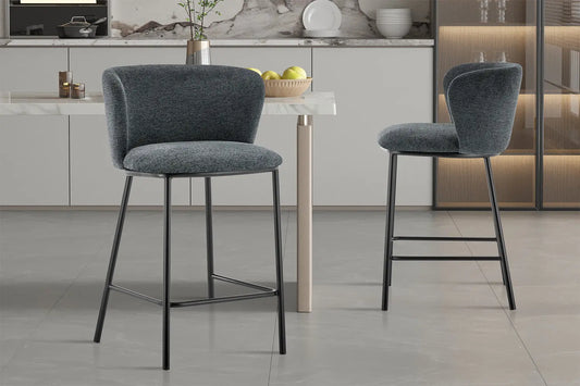 Lot de Chaises de Bar ARTHURO en Tissu Gris Foncé - 53 x 50.5 cm ROUSSEAU