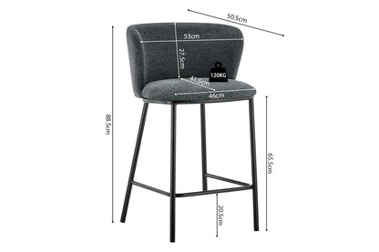 Lot de Chaises de Bar ARTHURO en Tissu Gris Foncé - 53 x 50.5 cm ROUSSEAU
