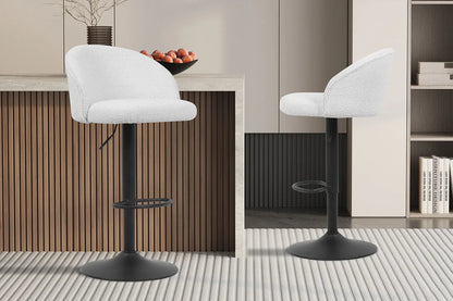Lot de Chaises de Bar AYDA en Tissu Bouclé Blanc - 49 x 46 cm ROUSSEAU