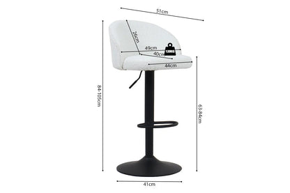Lot de Chaises de Bar AYDA en Tissu Bouclé Blanc - 49 x 46 cm ROUSSEAU