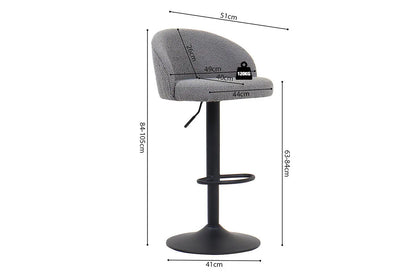Lot de Chaises de Bar AYDA en Tissu Bouclé Gris Clair - 49 x 46 cm ROUSSEAU