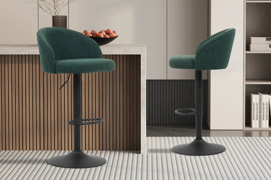 Lot de Chaises de Bar AYDA en Tissu Bouclé Vert - 49 x 46 cm ROUSSEAU
