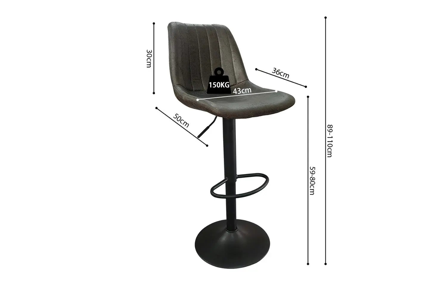 Lot de Chaises de Bar BAYA en PU Brun Foncé - 43 x 50 cm ROUSSEAU