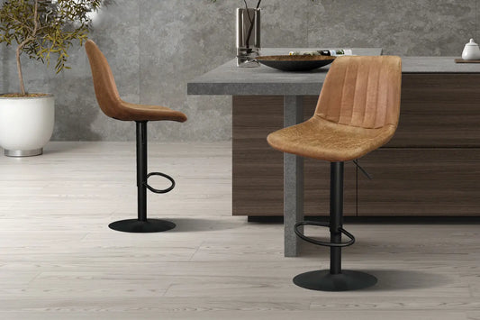 Lot de Chaises de Bar BAYA en PU Cognac - 43 x 50 cm ROUSSEAU