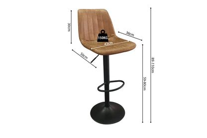 Lot de Chaises de Bar BAYA en PU Cognac - 43 x 50 cm ROUSSEAU