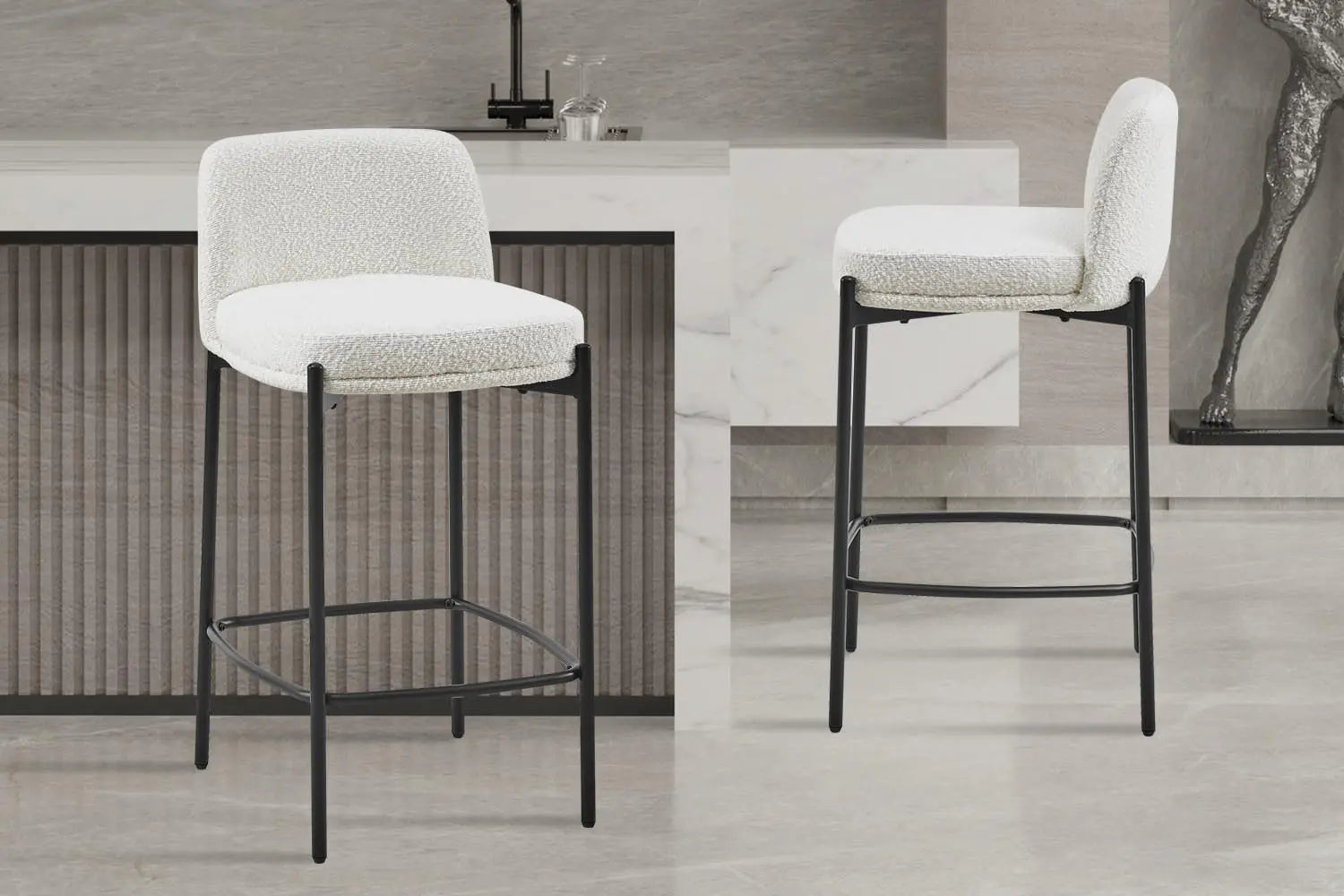 Lot de Chaises de Bar ELLYA Blanc - 37.5 x 46 cm ROUSSEAU