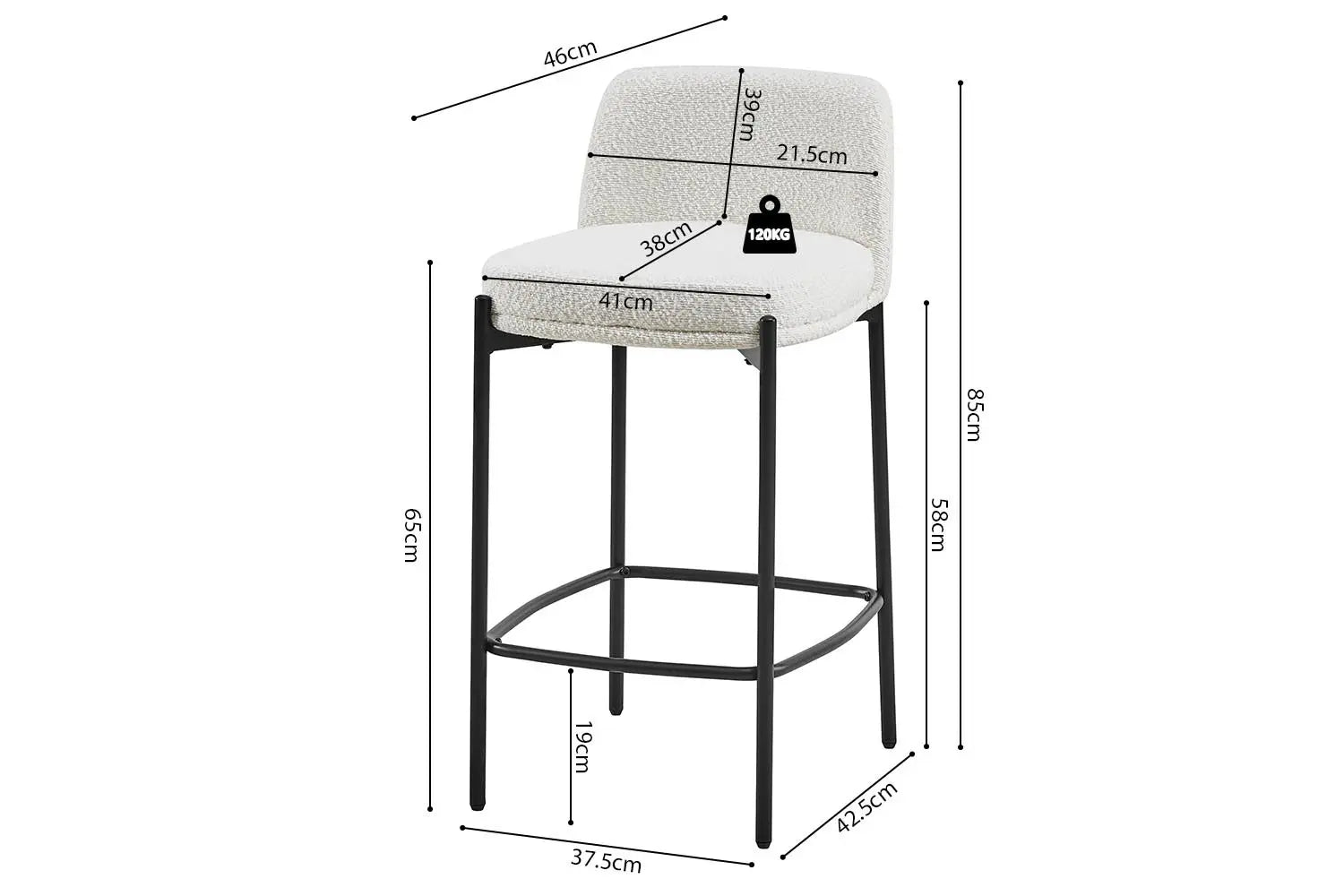 Lot de Chaises de Bar ELLYA Blanc - 37.5 x 46 cm ROUSSEAU