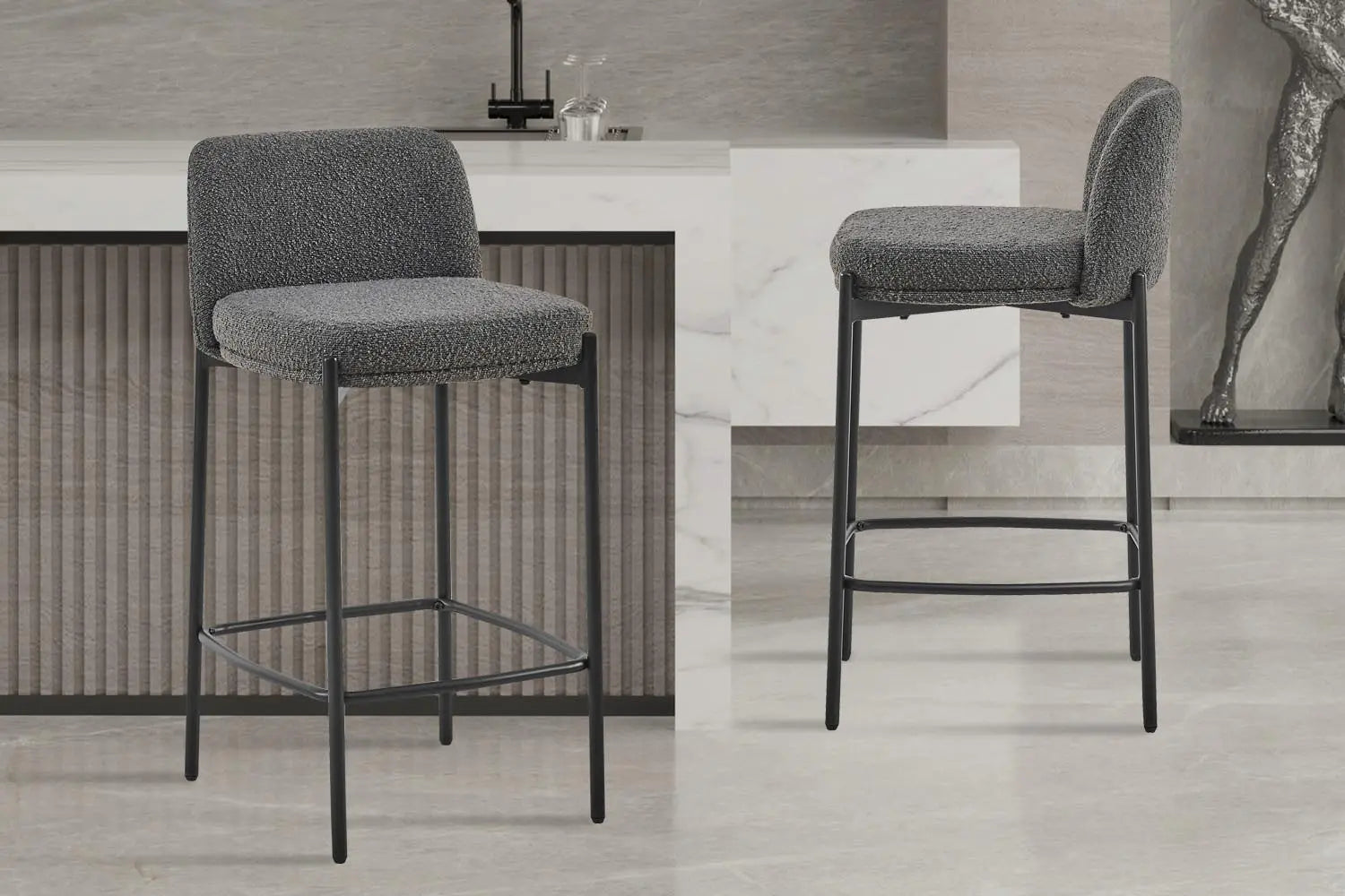 Lot de Chaises de Bar ELLYA Gris - 37.5 x 46 cm ROUSSEAU