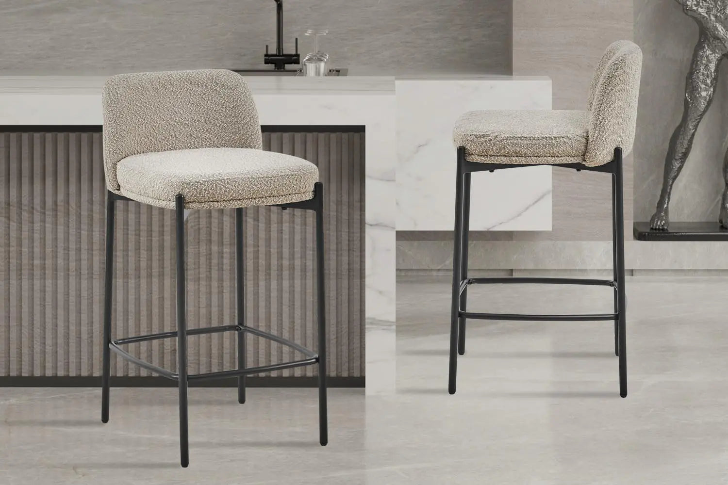 Lot de Chaises de Bar ELLYA Sable - 37.5 x 46 cm TiKoya