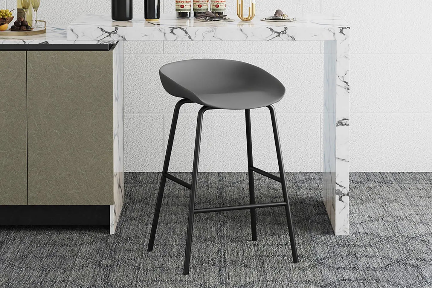 Lot de Chaises de Bar HANNA en PP Gris - 42.5 x 46 cm ROUSSEAU