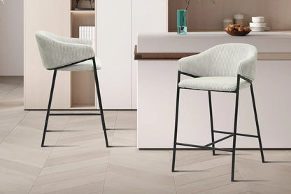 Lot de Chaises de Bar HINAYA en Tissu Gris Clair - 54 x 59 cm ROUSSEAU