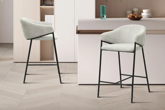 Lot de Chaises de Bar HINAYA en Tissu Gris Clair - 54 x 59 cm ROUSSEAU