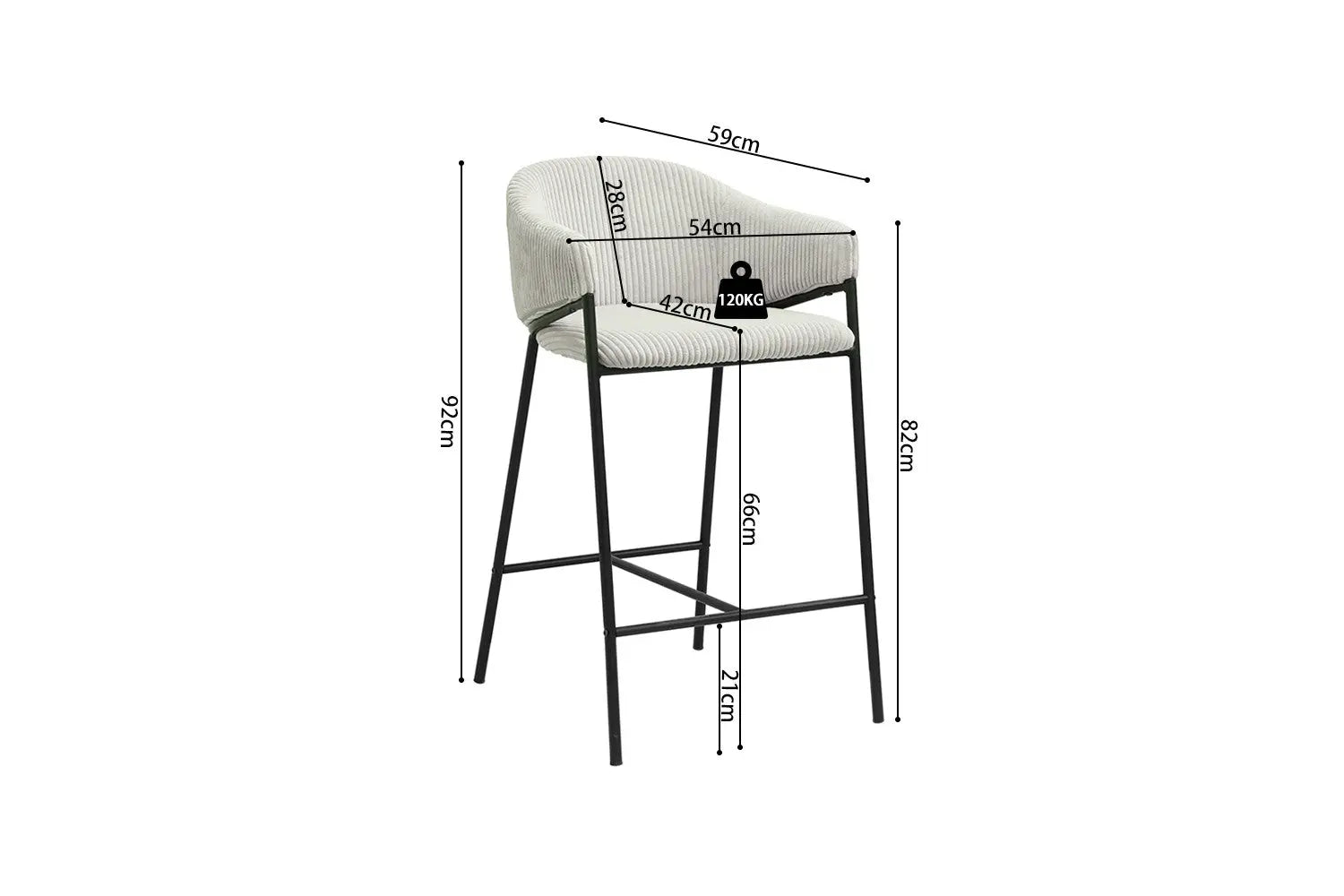 Lot de Chaises de Bar HINAYA en Tissu Gris Clair - 54 x 59 cm ROUSSEAU
