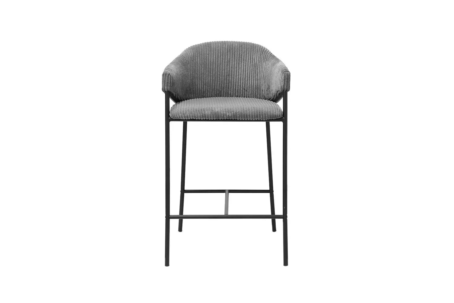 Lot de Chaises de Bar HINAYA en Tissu Velours Côtelé Gris Foncé - 54 x 59 cm ROUSSEAU